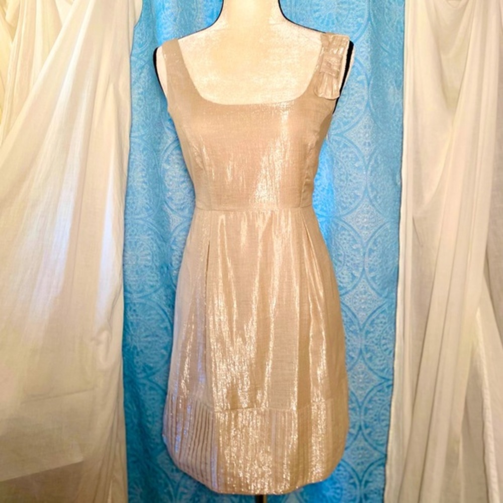 #D3 Yoana Baraschi Tan with Gold Metallic
Sleeveless Dress